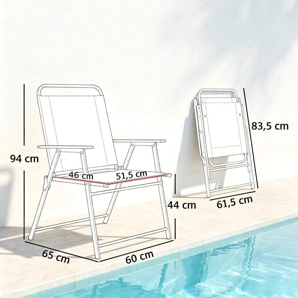 SEDIA DA GIARDINO PIEGHEVOLE Set da 4 pezzi 65x60x94 cm Nero Acciaio e Textilene