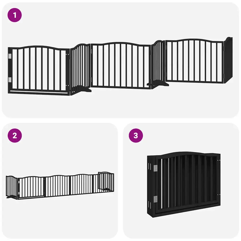 Cancello per Cani Porta Pieghevole Nero 6 Pannelli 480cm Pioppo CFW6389452