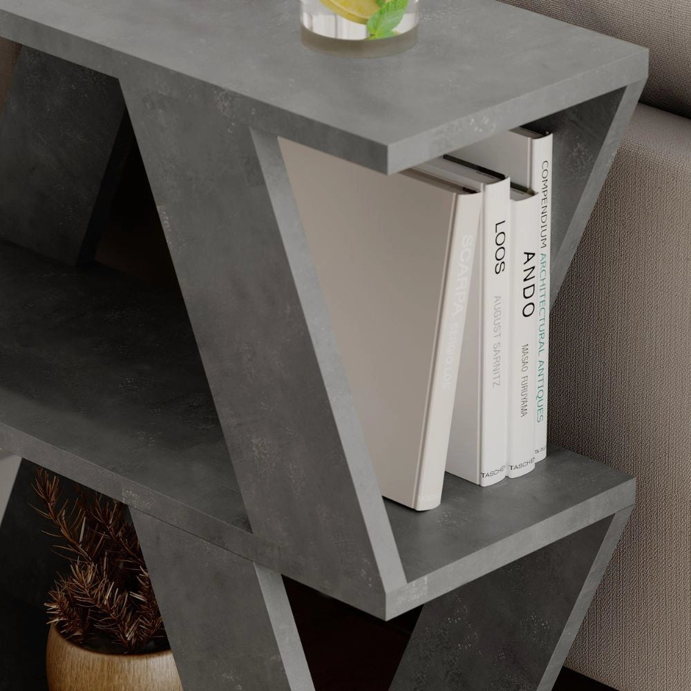 Tavolino da Soggiorno Laterale 60x22x57 cm in MDF Lazena Cemento