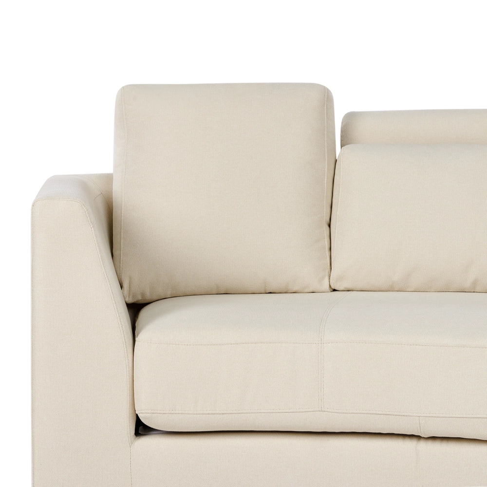Divano Curvo Beige Tappezzeria Modulare 8 Posti Poggiatesta Regolabile Moderno