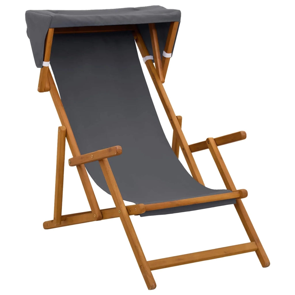 Lettino 2 pcs 3 Posizione Legno di Eucalipto Massello Grigio 3407809