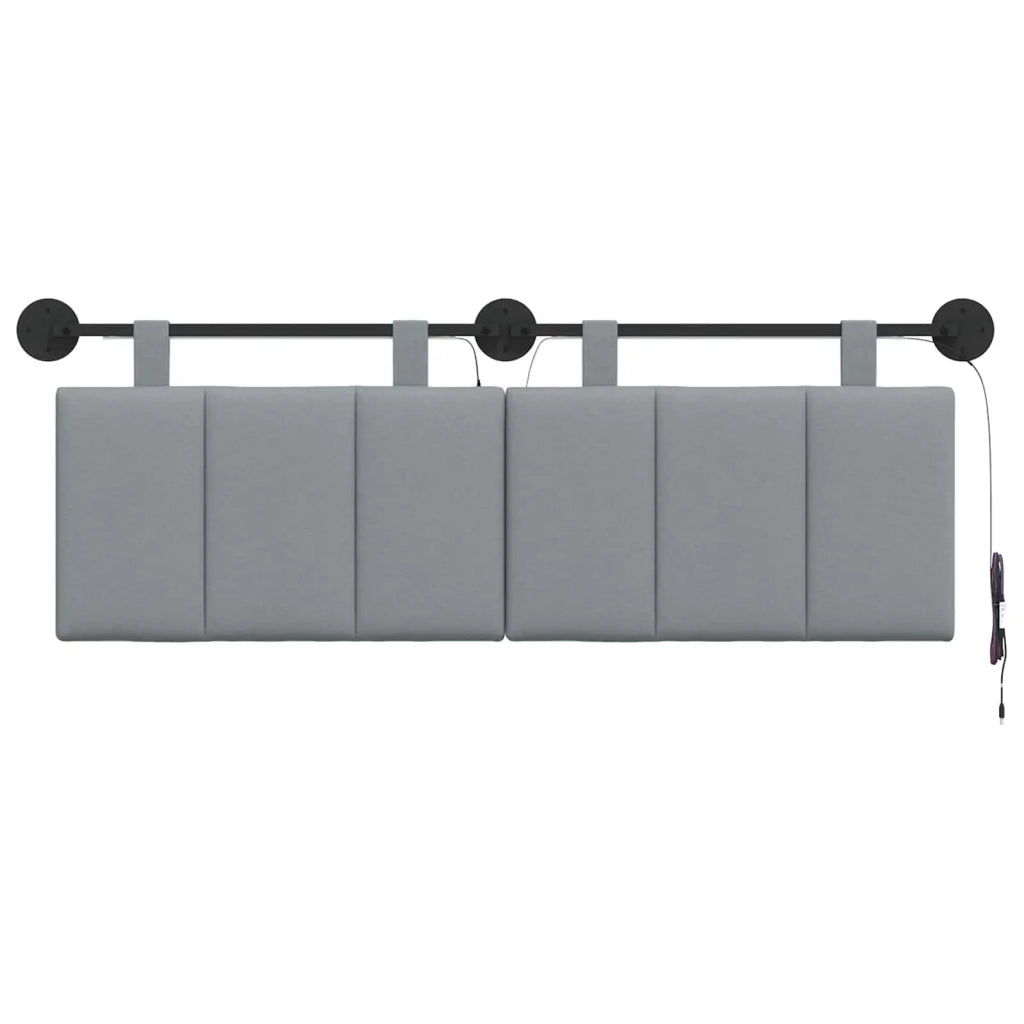 Testiera sospesa Con luce LED Grigio Chiaro Tessuto