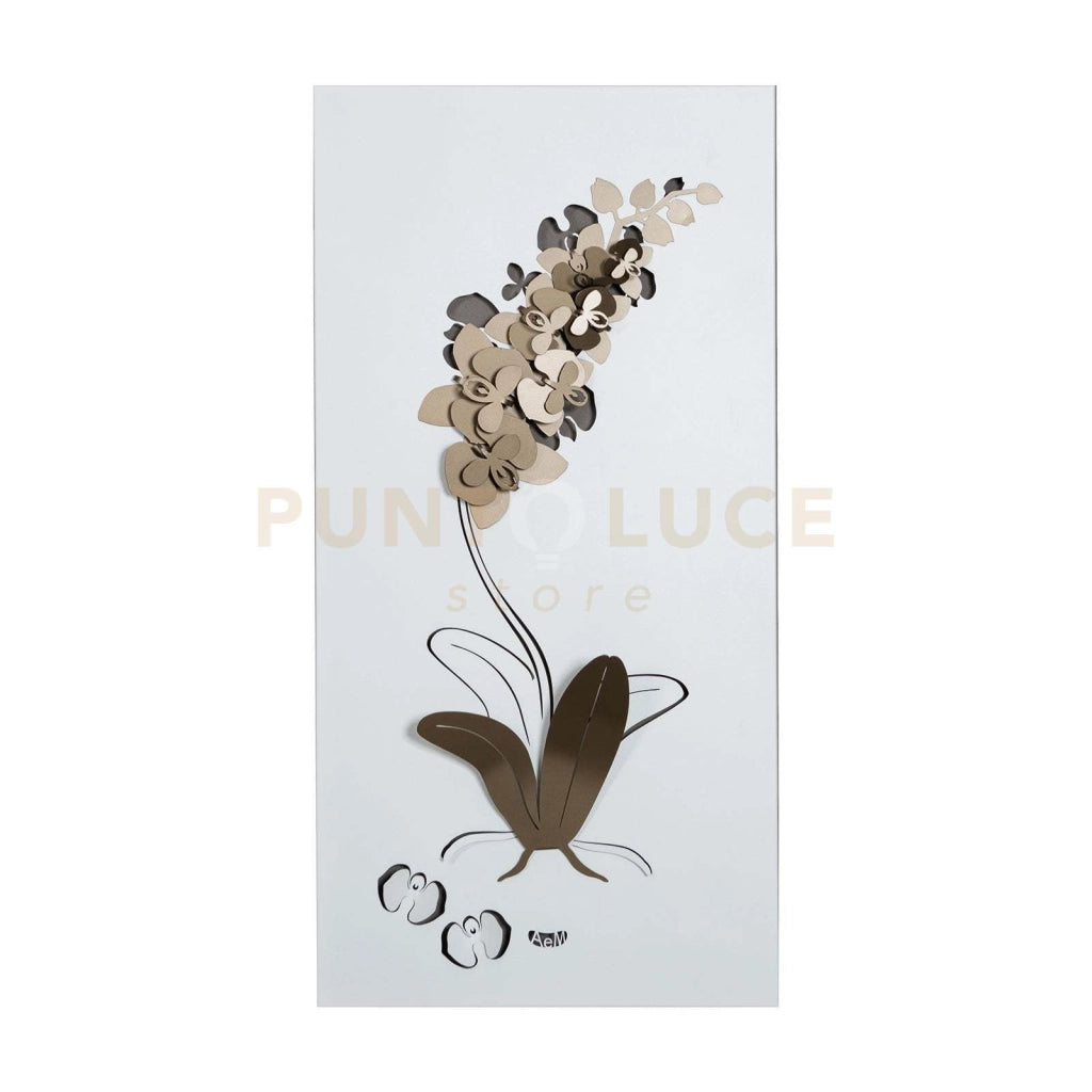 Pannello decorativo moderno Orchidea Bianco e bronzo