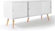 Credenza bassa scandinava 135 cm EFFIE 3 ante legno bianco