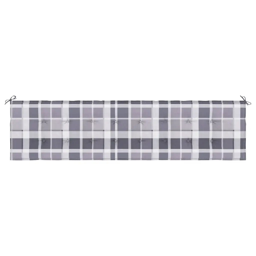 Cuscino per Panca a Quadri Grigi 200x50x4cm Tessuto Oxford 314103