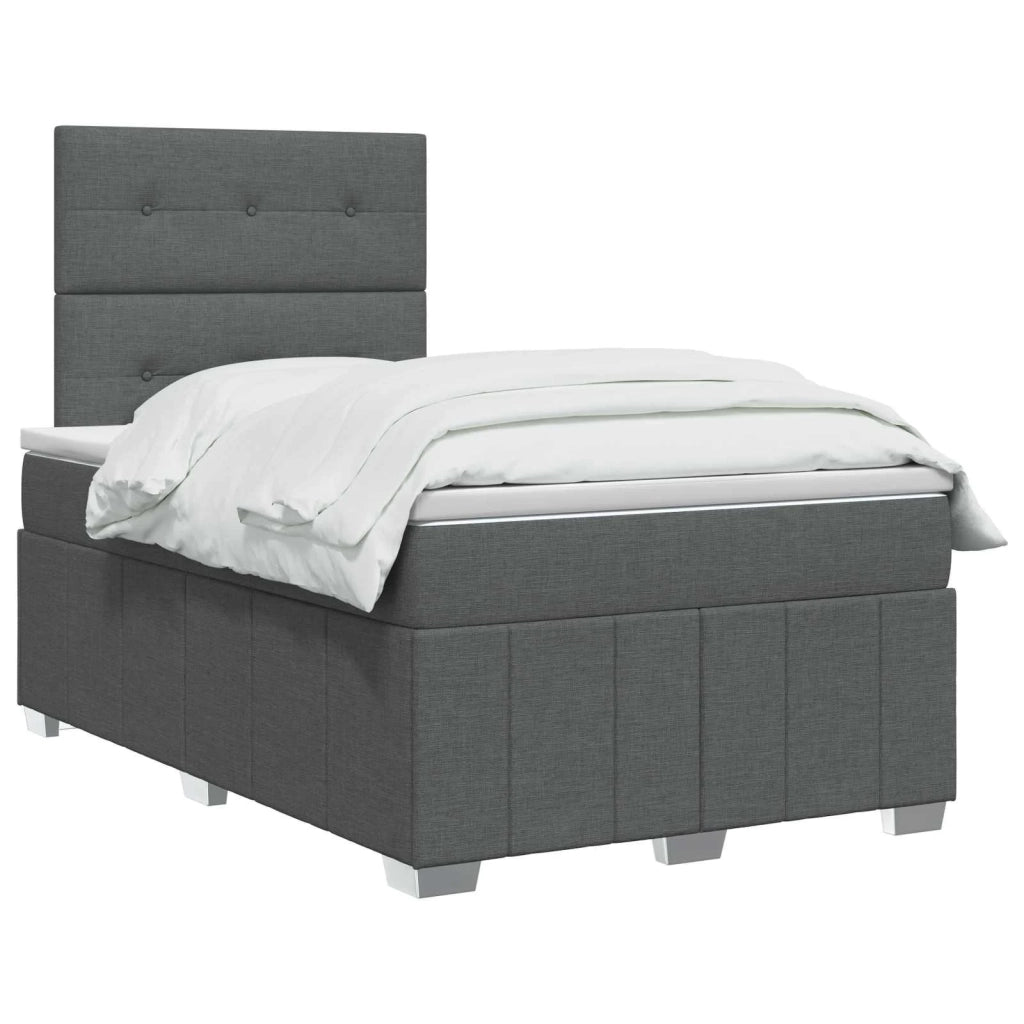 Letto Box Spring LED con Materasso Grigio Scuro 120 x 200 cm 3455578
