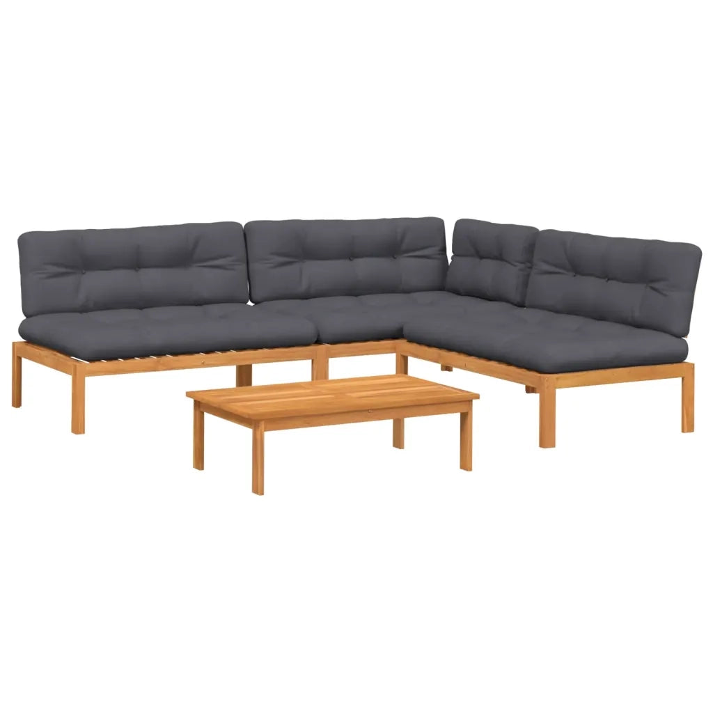 Set Divani Pallet Giardino 4pz Cuscini Legno Massello Acacia