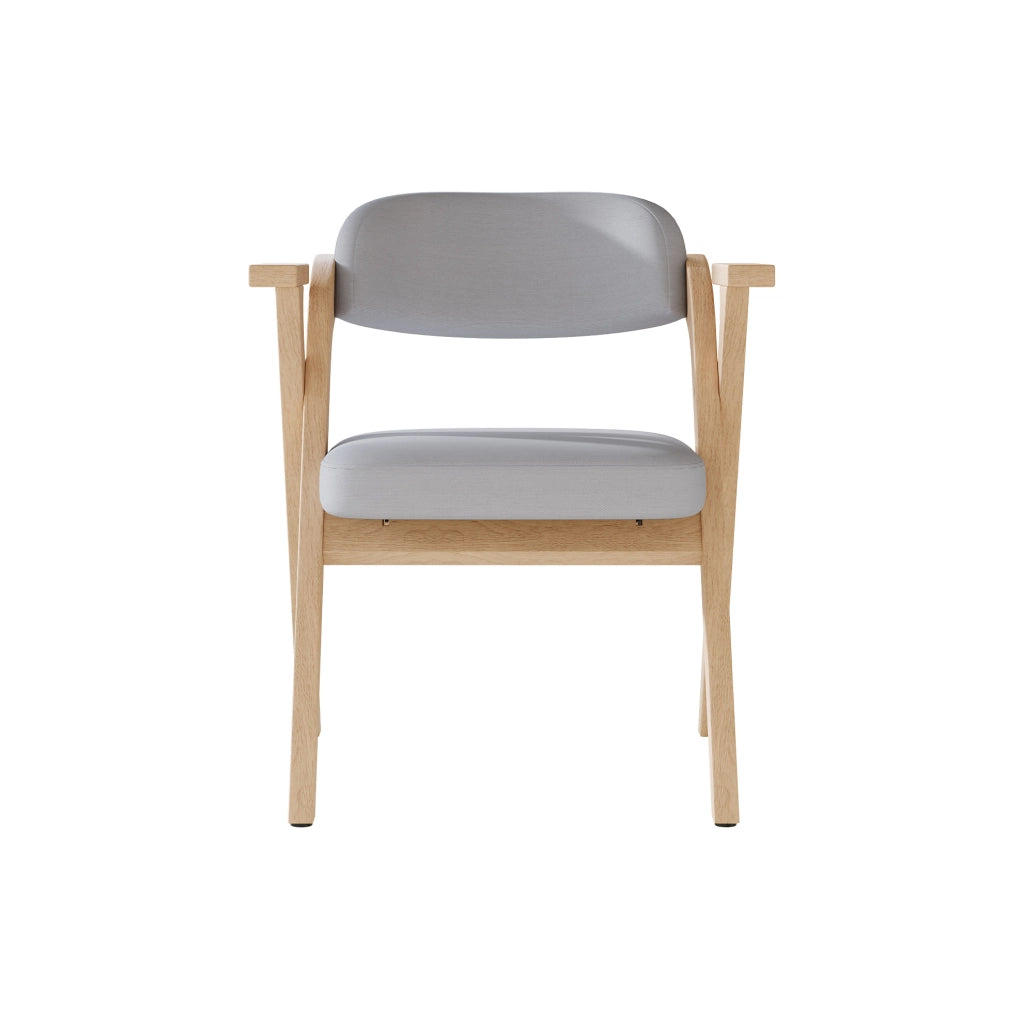 Set di 2 sedie pieghevoli con braccioli in legno e lino grigio