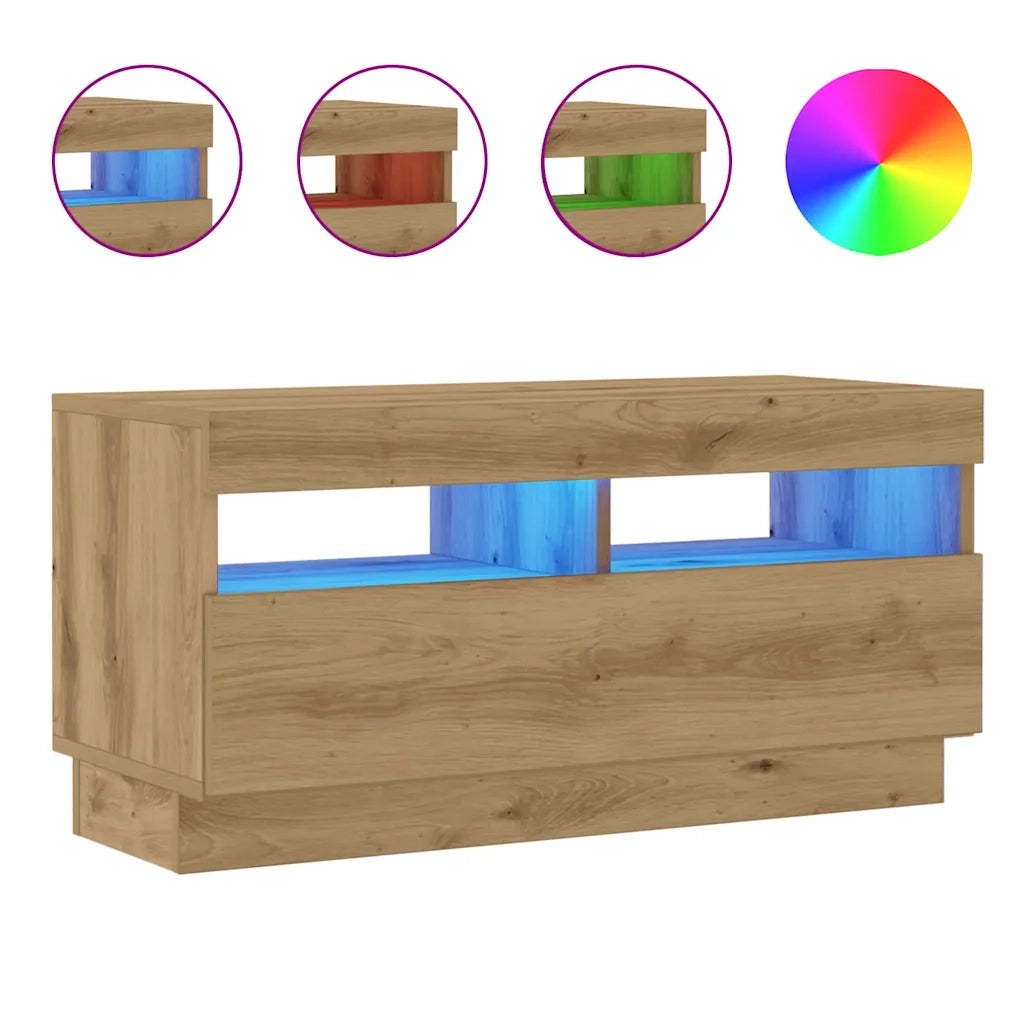 Mobile TV con Luci LED-Credenza TV-Console TV Artigianale 80x35x40cm Legno Multistrato