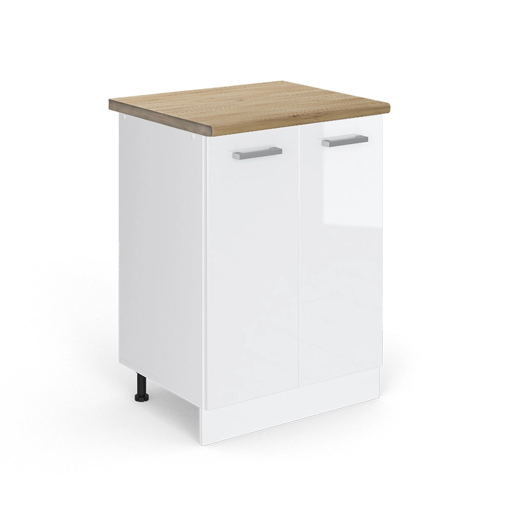 Vicco Mobiletto base cucina Bianco lucido 60 cm , PL Rovere