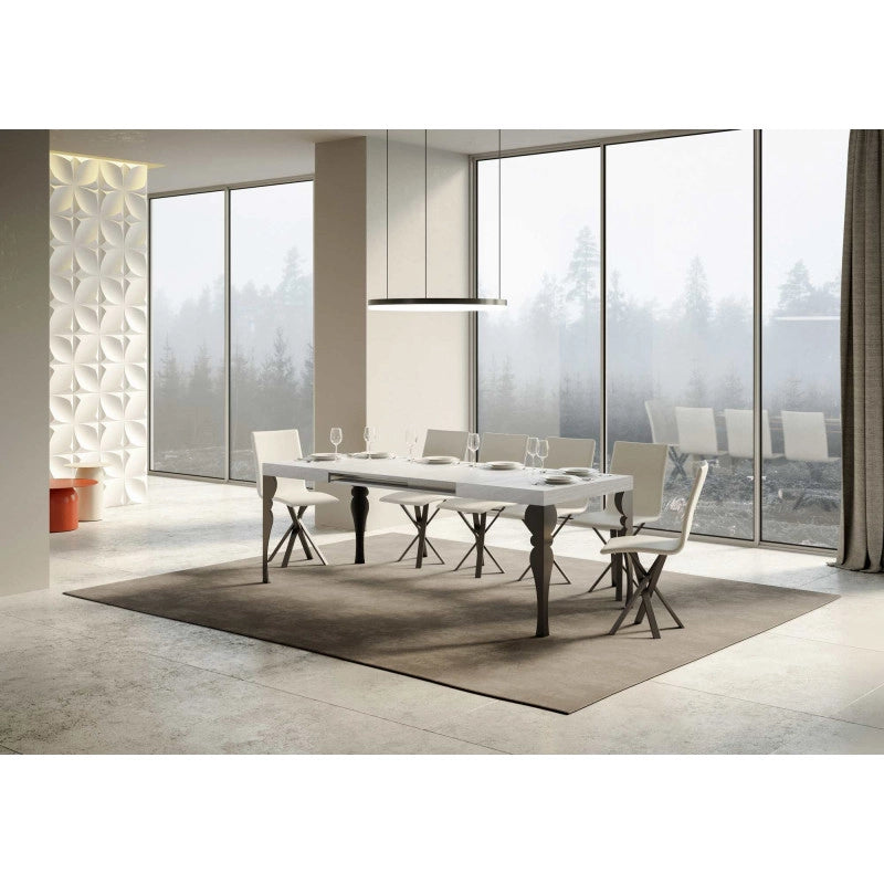 Tavolo allungabile 140/224x80cm Paxon telaio Antracite - Bianco Frassino