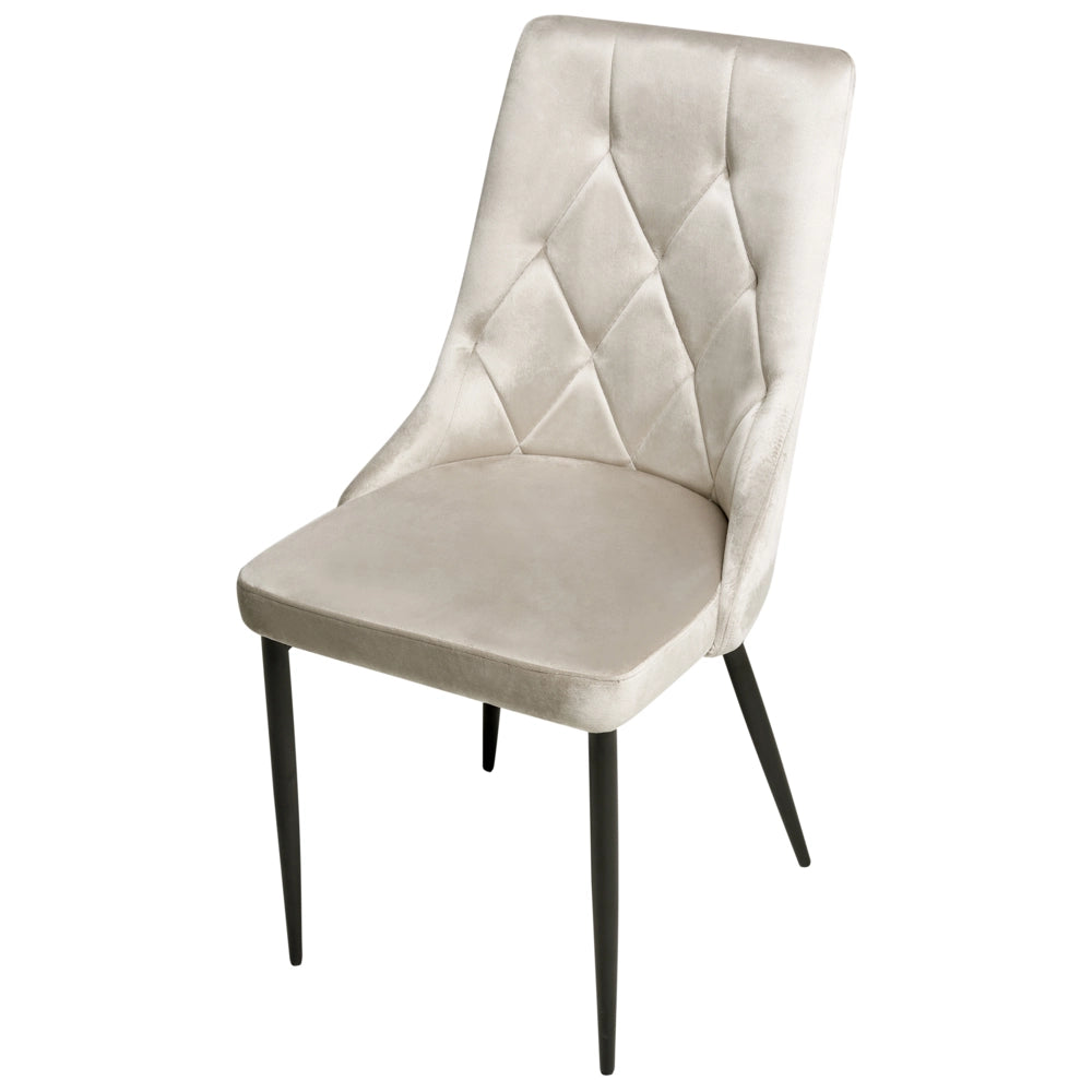 Set di 2 sedie da pranzo in velluto tortora con gambe nere in ferro Sedie imbottite moderne