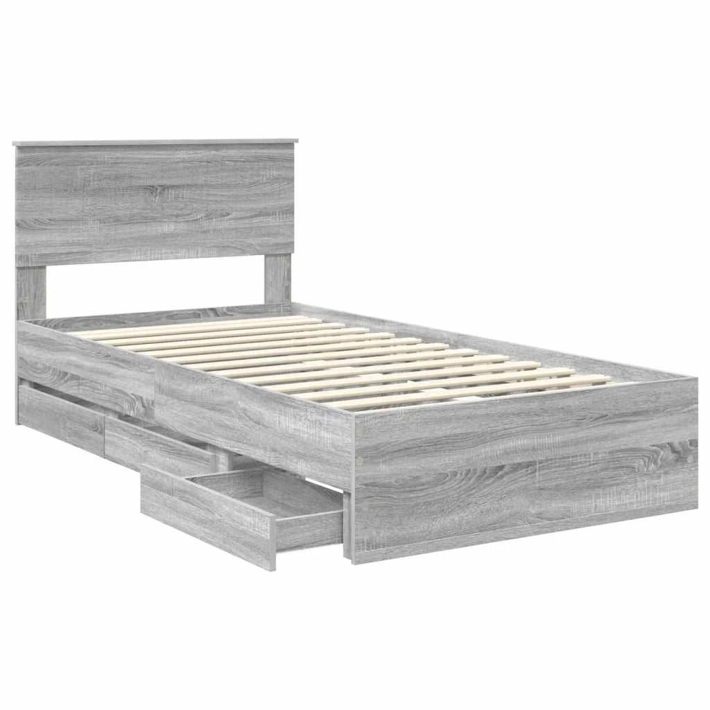 Struttura del letto con cassetto Grigio Sonoma 100 x 200 cm