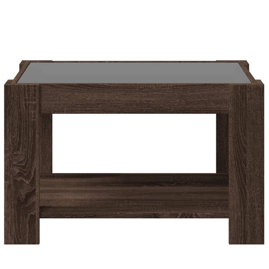 Tavolino Salotto con LED Rovere Marrone 73x53x45 cm Multistrato