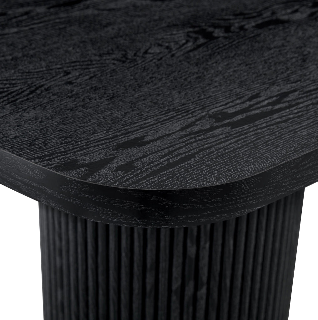 Tavolo da pranzo ovale nero in MDF con base scanalata