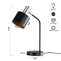 ZMH Lampada da tavolo vintage nera oro E27 cavo lettura per soggiorno comodino