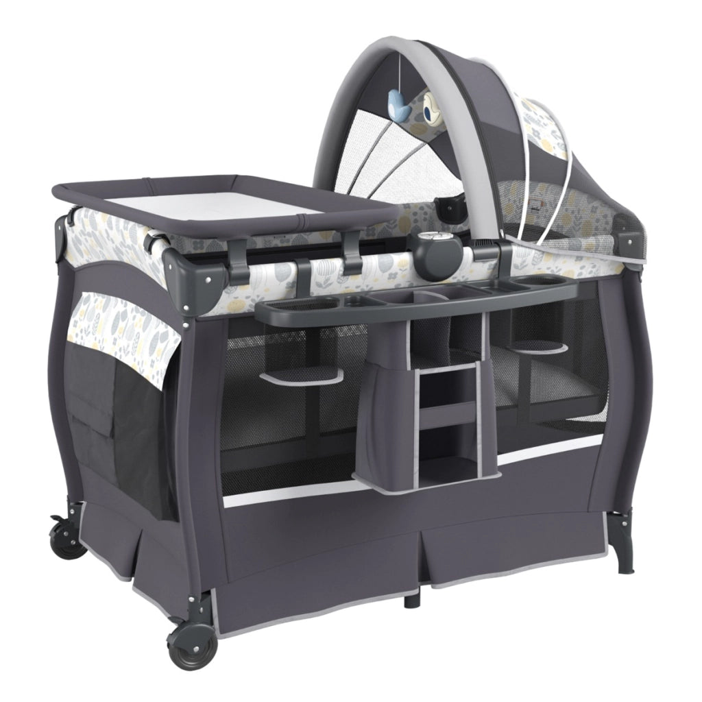 Centro neonati con borsa da viaggio per neonato, Pack and play 4 in 1 portatile Grigio Chiaro-Culle