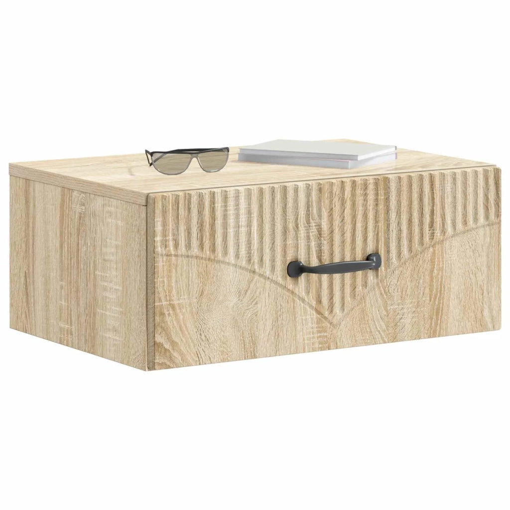 Comodino | Armadio da Notte | Mobiletto da notte a muro Rovere Sonoma 49 x 34,5 x 20 cm