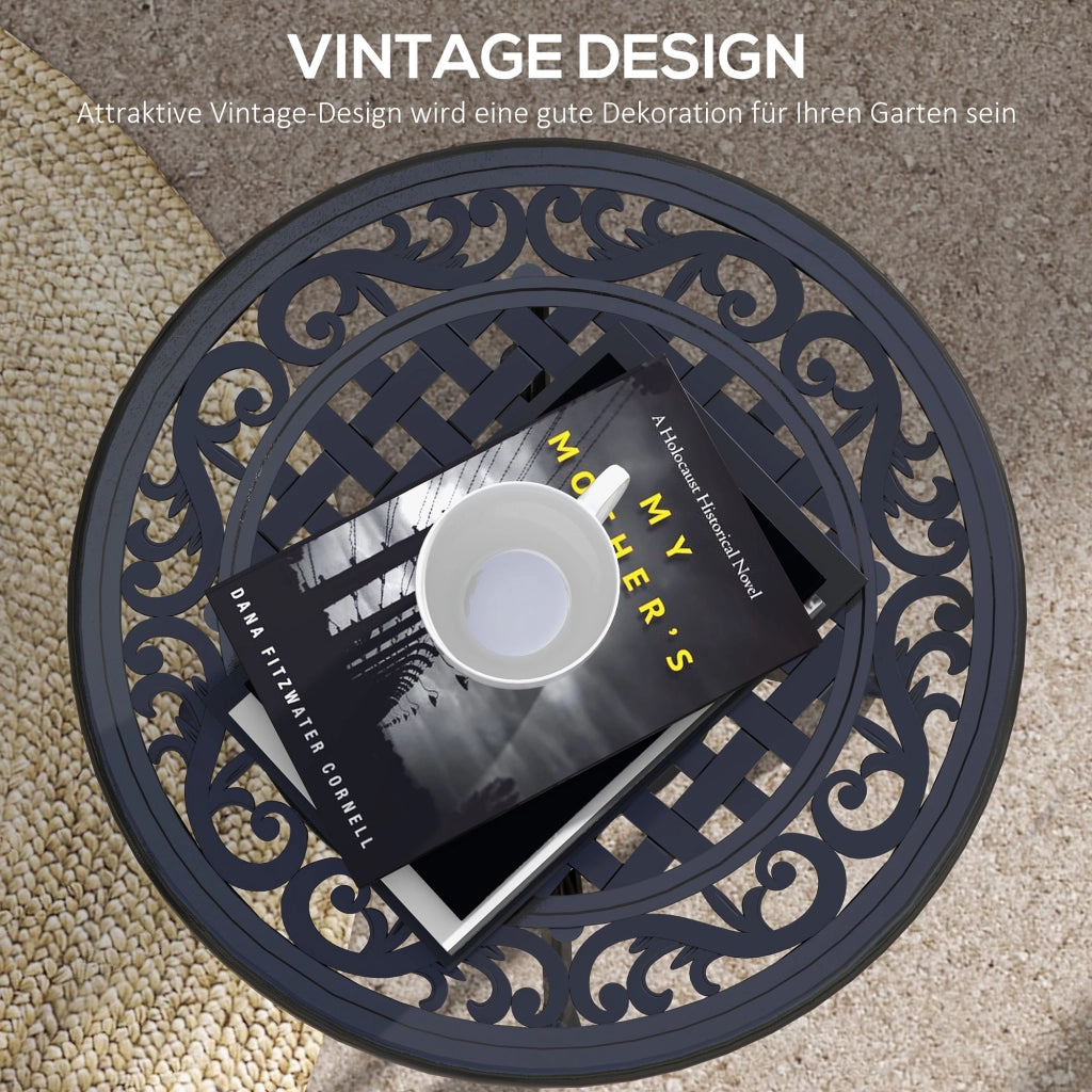 Tavolo da giardino ¨C zephmum ¨C Vintage, 60x60x53 cm, Nero