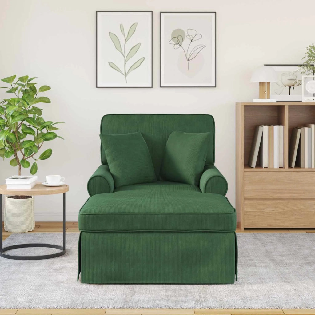Chaise Longe con Gonna 3 pcs Verde Giungla Tessuto in Cords