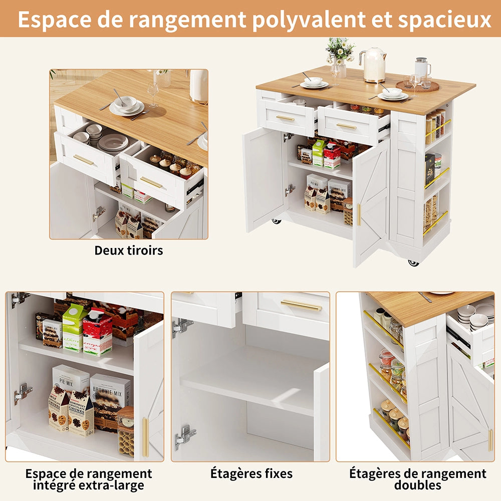 Isola cucina - Xylo - tavolo estensibile venatura legno bianco