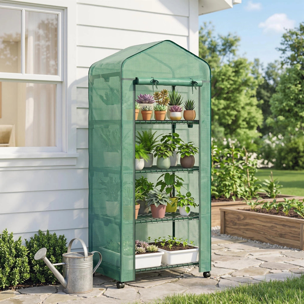 Serra da giardino balcone 4 livelli ¨C zephmum ¨C verde 69x50x165 cm