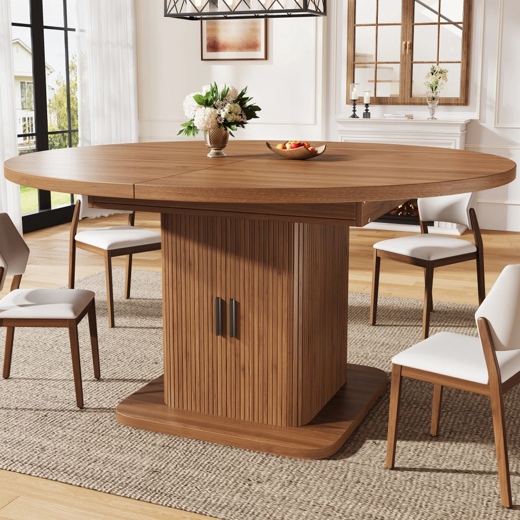 TAVOLO DA PRANZO OVALE ESTENSIBILE 110-149,8 cm MDF Nussbaum/Nero con vano portaoggetti
