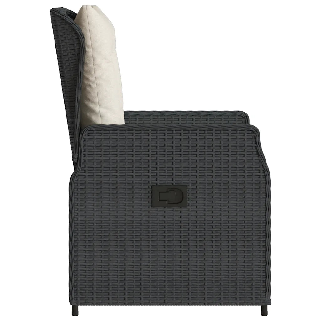 Sedie da Giardino Reclinabili 2 pz | Sedie da Esterno Nere in Polyrattan