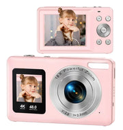 Fotocamera per bambini compatta 1080P schermo LCD 24" zoom 18X con scheda Micro SD 32G - Colore Rosa