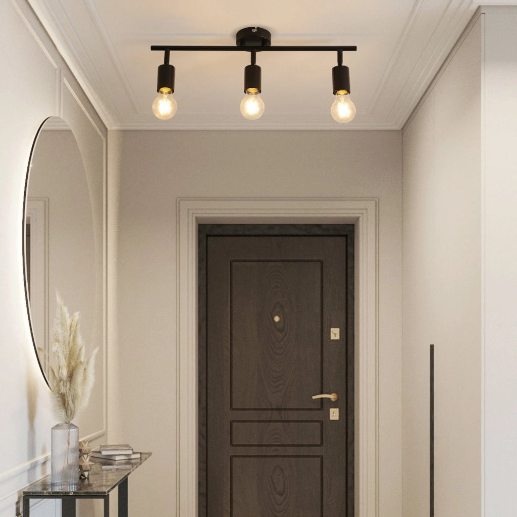 ZMH Faretto da soffitto nero - Lampada da soffitto con faretti E27 orientabili a 350° per camera da letto vintage