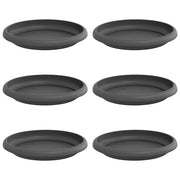 Set di 6 vassoi rotondi moderni per fiori 15,5 x 15,5 x 2 cm ergonomici ed eleganti realizzati in plastica nera 02_0059341