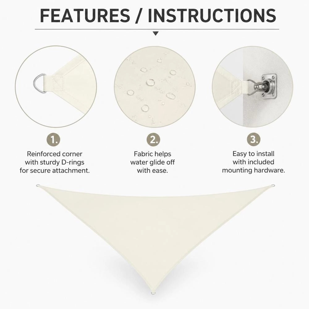 Sunshade Sail Oxford Fabric Triangular 4x5x5 M Cream