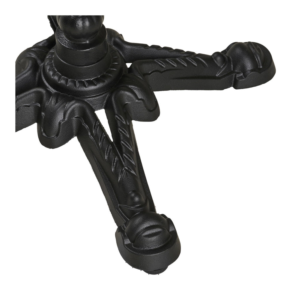 Tavolino bistrot in ghisa effetto marmo grigio scuro con base ornamentale nera
