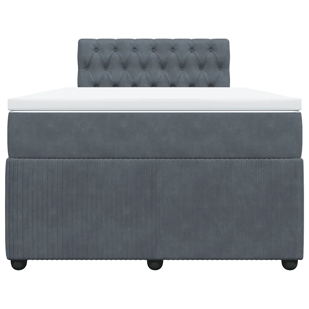 Giroletto a Molle con Materasso Grigio Scuro 120x190 cm Velluto