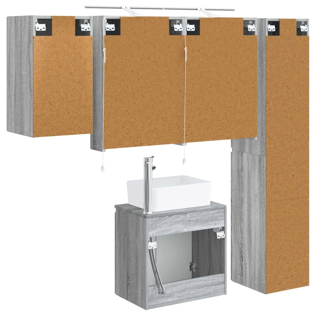 Set di Armadi da Bagno 5 pcs Sonoma grigio 50 x 14,5 x 70 cm 3407316