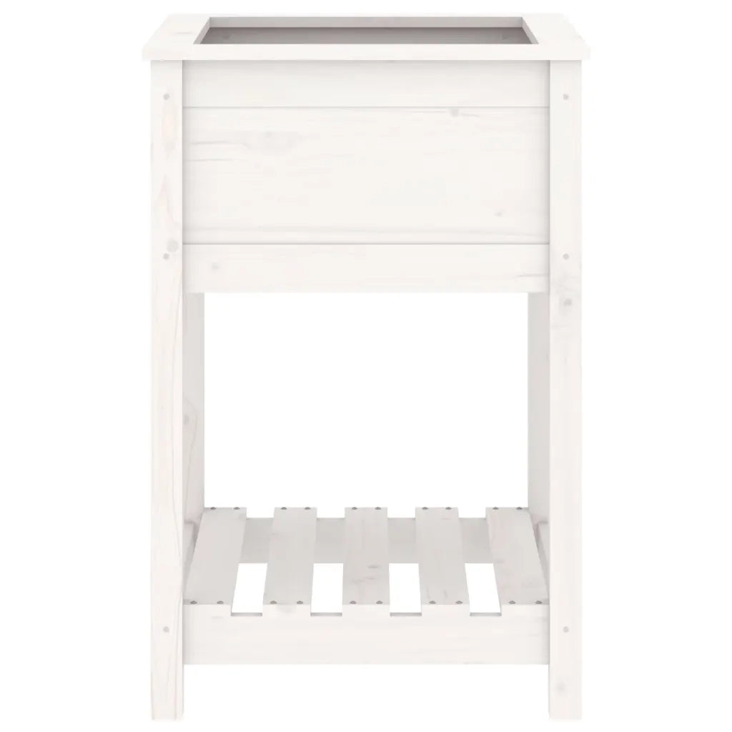 Fioriera con Mensola Bianca 54x54x81 cm Legno Massello di Pino cod mxl 52521
