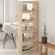 Libreria Divisorio-Scaffale per Libri-Mobile di Stoccaggio Grigio 60x30x167,5 cm in Massello di Pino 722102