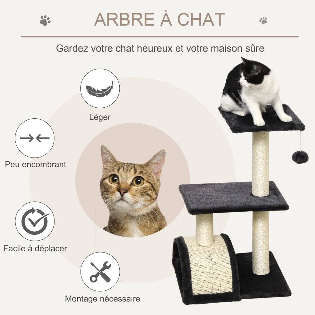 Albero tiragraffi per gatti con palla ¨C zephmum ¨C grigio scuro 72 cm