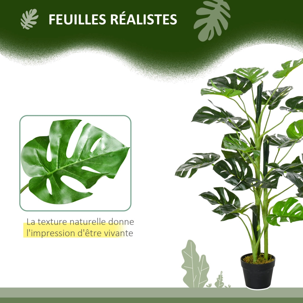 Planta Artificiale Monstera con Vaso Cemento ¨C Zephmum ¨C Verde ?16x100 cm