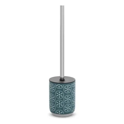 Portascopino da terra in ceramica turchese cobalto con setole nere  Circus