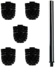 5 x Testine di Spazzola per Water, Nero, Ø ca. 6,5 cm + 1 x Manico in Acciaio Inossidabile 41,5 cm - Spazzola per Water - Spazzola per Water - Spazzola per WC - Rimpiazzabile - Design Moderno - Alta Qualità - Sostenibile