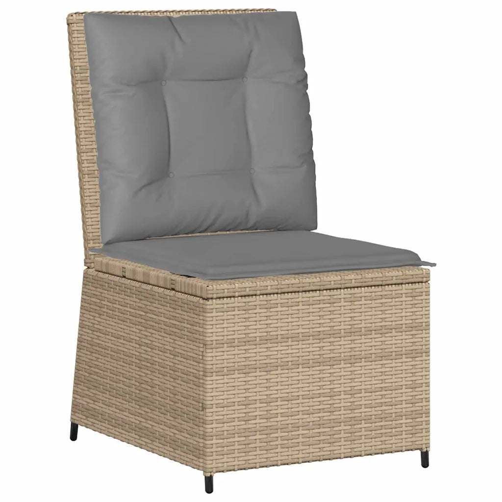 vidaXL Divano da giardino con cuscino Beige Poly Rattan