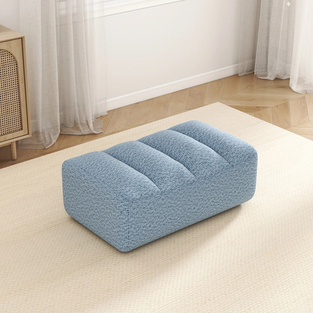 DIVANO Modulare senza struttura con ottomano Blu in pile granulato