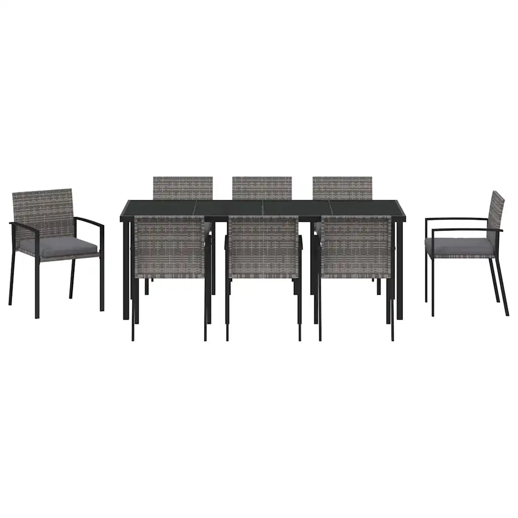 Set da Pranzo per Giardino 9 pcs Grigio 3379246