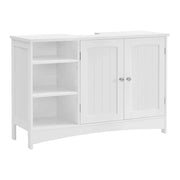 Mobile lavabo per bagno 90 x 30 x 60 cm 2 ante vani a giorno ripiani regolabili in altezza bianco 12_0006545