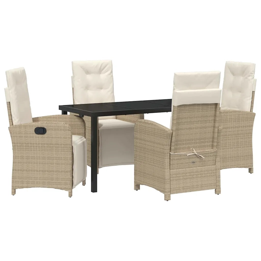 Set da Pranzo per Giardino con cuscino 5 pcs Beige polyrattan 3380332