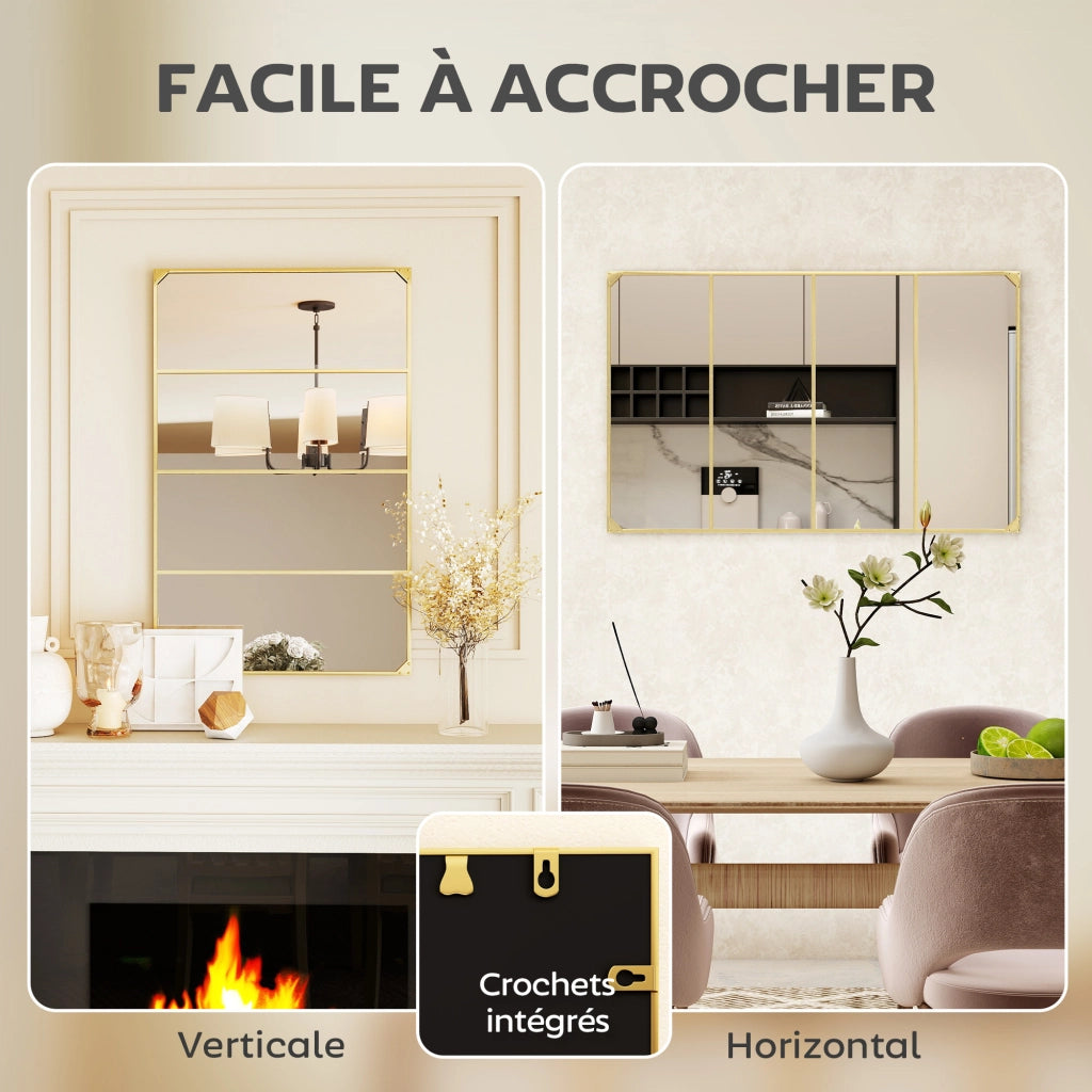 Specchio Muro Parete ¨C Zephmum ¨C Dorato Metallo 109x69 cm