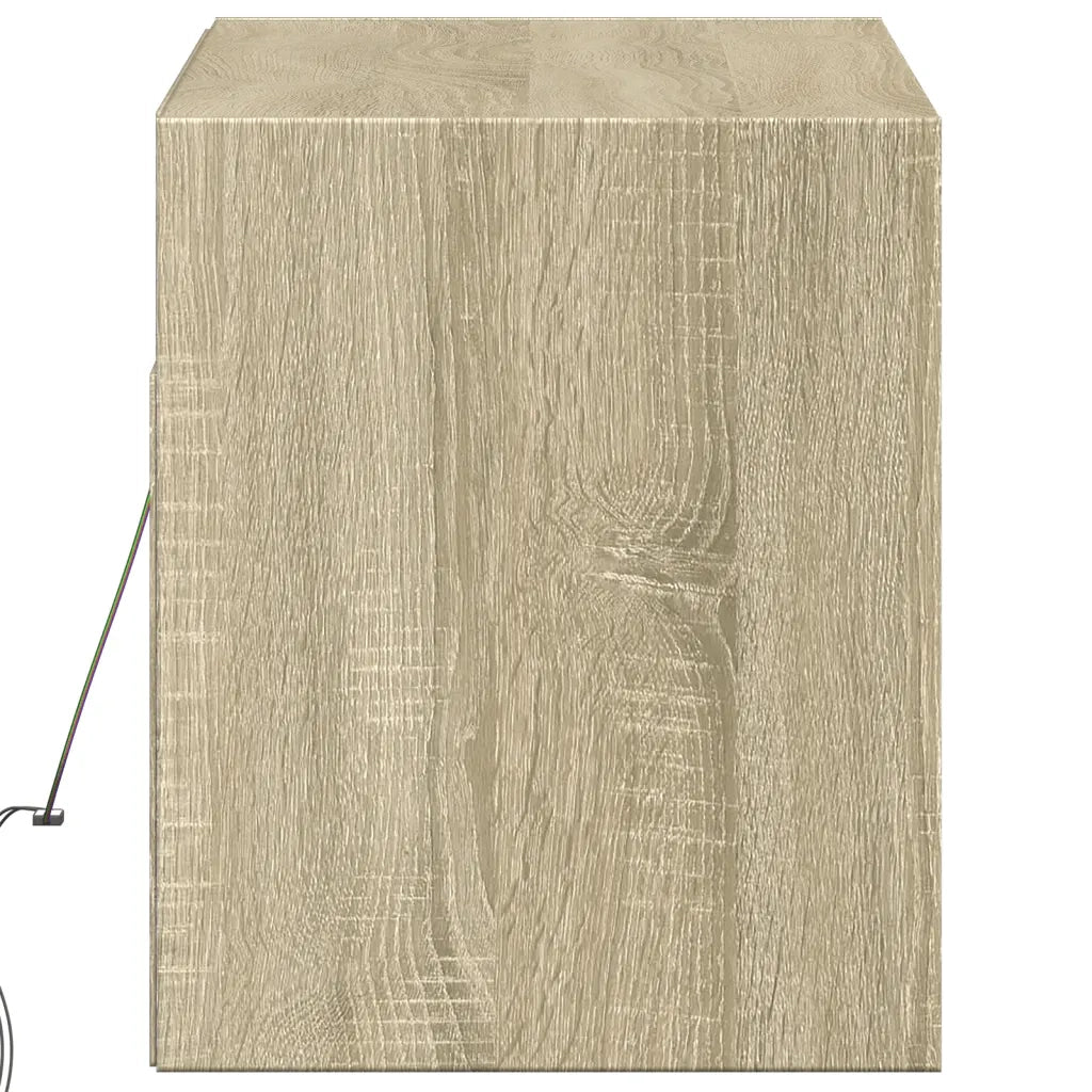 Mobile TV a Parete con Luci LED Rovere Sonoma 100x31x35 cm 852364