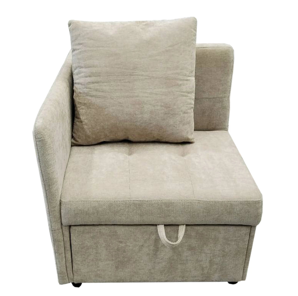 Divano letto trasformabile 3 in 1 con schienale reclinabile in tessuto di lino beige