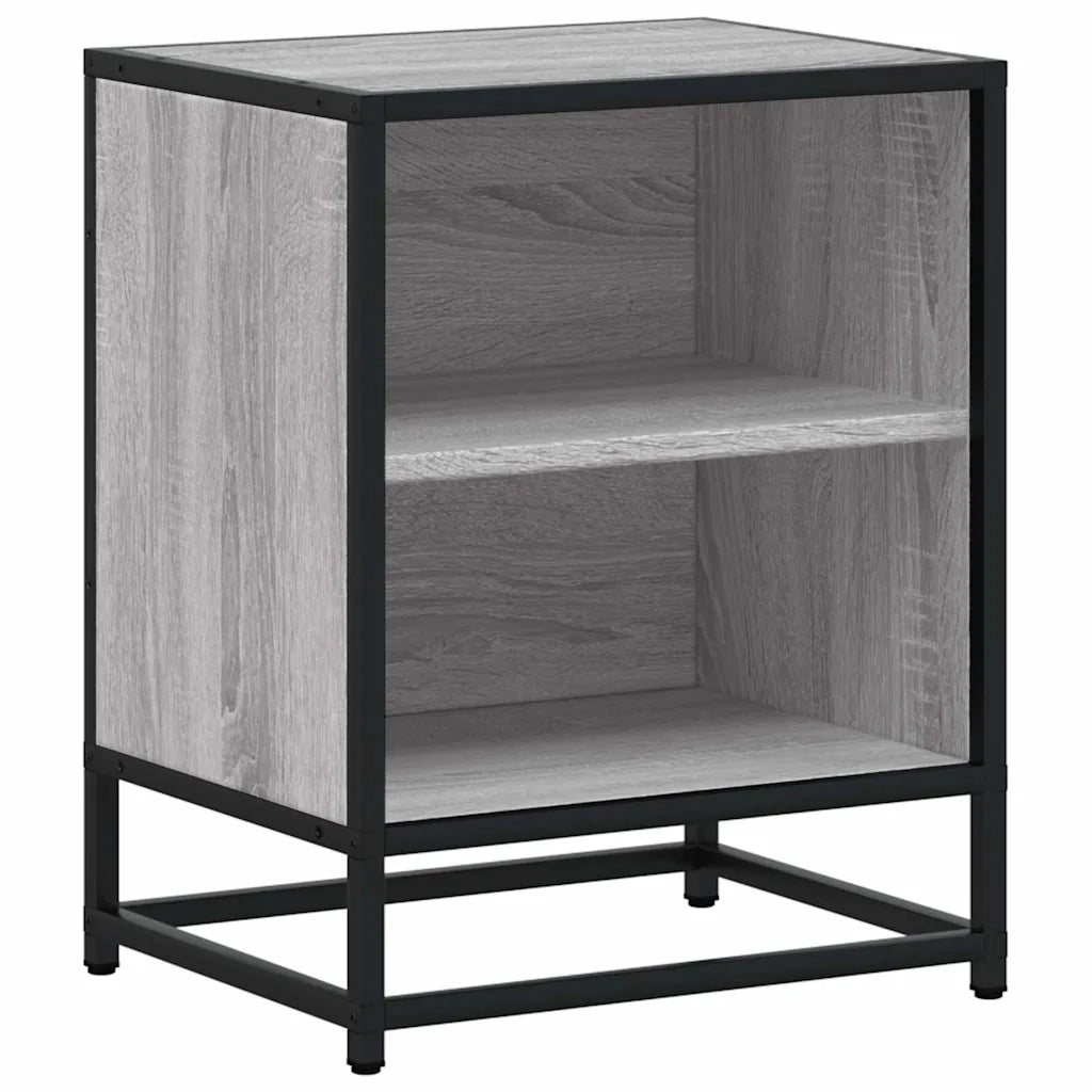 Comodino Grigio Sonoma 40x31x50 cm Legno Multistrato e Metallo